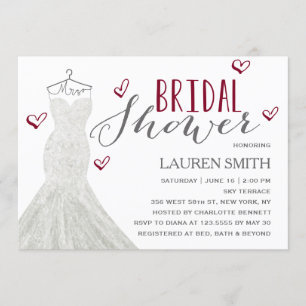 Modern Bride Burgundy Bridal Shower-uitnodiging Kaart
