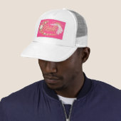 Modern Bride Embroidered Hat Patch - Hot Pink Trucker Pet (In situ)