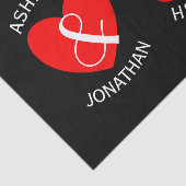 Modern Bride en Groom Red Heart Curved Text A65 Tissuepapier (Detail)