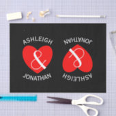 Modern Bride en Groom Red Heart Curved Text A65 Tissuepapier (Craft)