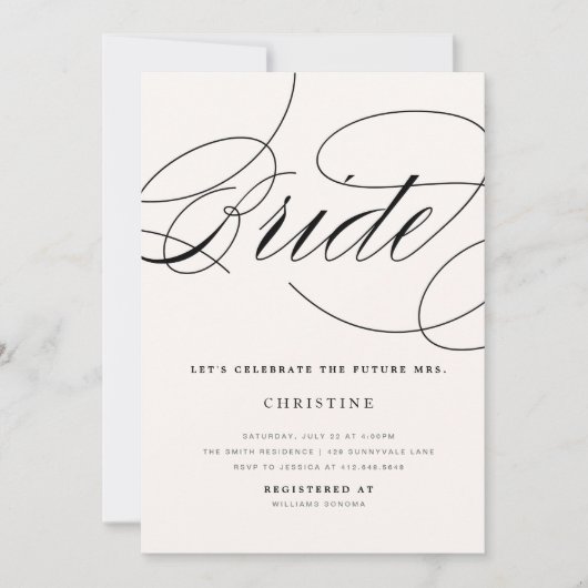 Modern Bride Future Mrs Bridal Shower Uitnodiging (Voorkant)