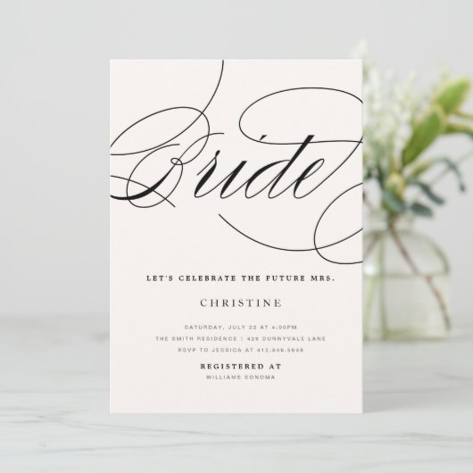 Modern Bride Future Mrs Bridal Shower Uitnodiging (Staand voorkant)