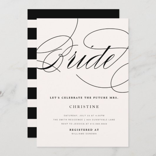 Modern Bride Future Mrs Bridal Shower Uitnodiging (Voorkant / Achterkant)