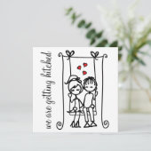 Modern Bride & Groom Doodles Wedding Invitation Kaart (Staand voorkant)