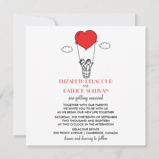 Modern Bride & Groom Doodles Wedding Invitation Kaart (Achterkant)