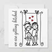 Modern Bride & Groom Doodles Wedding Invitation Kaart (Voorkant)
