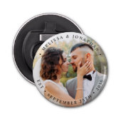 Modern Bride Groom Simple Photo Wedding Button Flesopener (Voorkant)