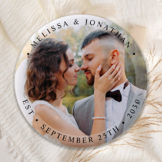 Modern Bride Groom Simple Photo Wedding Ronde Button 5,7 Cm