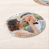 Modern Bride Groom Simple Photo Wedding Ronde Kartonnen Onderzetter (Gebogen)