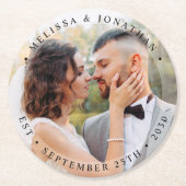 Modern Bride Groom Simple Photo Wedding Ronde Kartonnen Onderzetter (Voorkant)