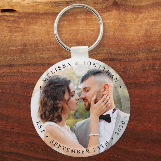 Modern Bride Groom Simple Photo Wedding Sleutelhanger (Voorkant)