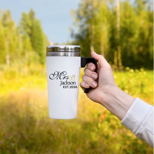 Modern Bride Name Wedding Ring Date Black Text Reisbeker