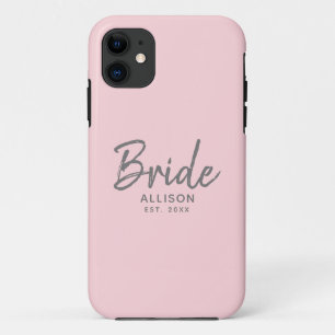 Modern Bride Script Blush roze grijs gepersonalise Case-Mate iPhone Case