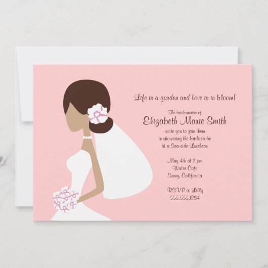 Modern Bride Silhouette Invitation Kaart (Voorkant)
