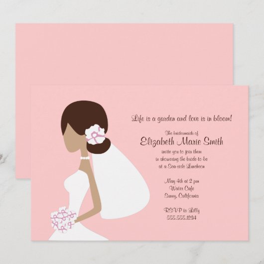 Modern Bride Silhouette Invitation Kaart (Voorkant / Achterkant)