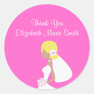 Modern Bride Silhouette Sticker-Roze Ronde Sticker