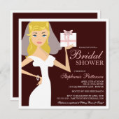 Modern Bride Vrijgezellenfeest Roze & Bruin Uitnod Kaart (Voorkant / Achterkant)