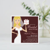 Modern Bride Vrijgezellenfeest Roze & Bruin Uitnod Kaart (Staand voorkant)