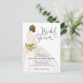 Modern Bride White Gold Wedding Gown Vrijgezellenf Briefkaart (Staand voorkant)