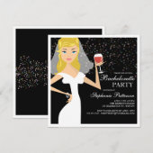 Modern Bride Wine Bachelorette Party Uitnodiging (Voorkant / Achterkant)