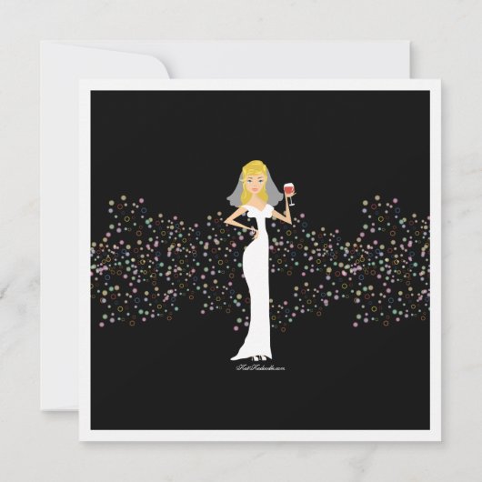 Modern Bride Wine Bachelorette Party Uitnodiging (Achterkant)