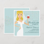Modern Bride Wine Bachelorette Party Uitnodiging (Voorkant / Achterkant)