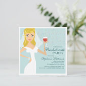 Modern Bride Wine Bachelorette Party Uitnodiging (Staand voorkant)