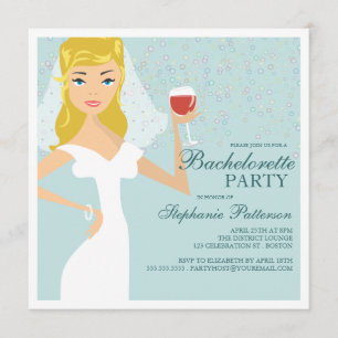 Modern Bride Wine Bachelorette Party Uitnodiging