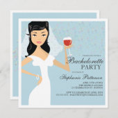 Modern Bride Wine Bachelorette Party Uitnodiging (Voorkant / Achterkant)