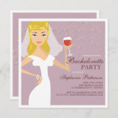 Modern Bride Wine Bachelorette Party Uitnodiging (Voorkant / Achterkant)