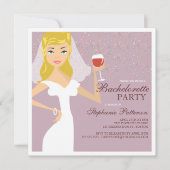 Modern Bride Wine Bachelorette Party Uitnodiging (Voorkant)