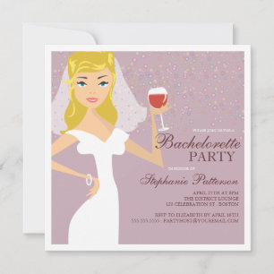 Modern Bride Wine Bachelorette Party Uitnodiging