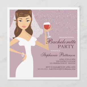 Modern Bride Wine Bachelorette Party Uitnodiging