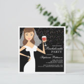 Modern Bride Wine Bachelorette Party Uitnodiging (Staand voorkant)