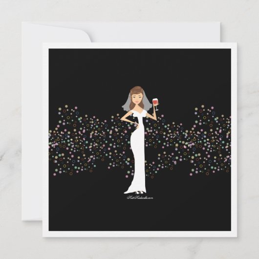 Modern Bride Wine Bachelorette Party Uitnodiging (Achterkant)