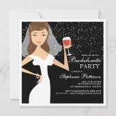 Modern Bride Wine Bachelorette Party Uitnodiging (Voorkant)