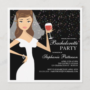 Modern Bride Wine Bachelorette Party Uitnodiging
