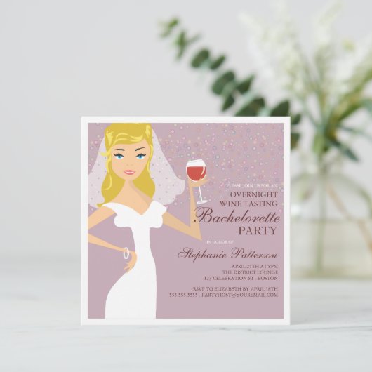Modern Bride Wine Tasting Bachelorette Party Kaart (Staand voorkant)