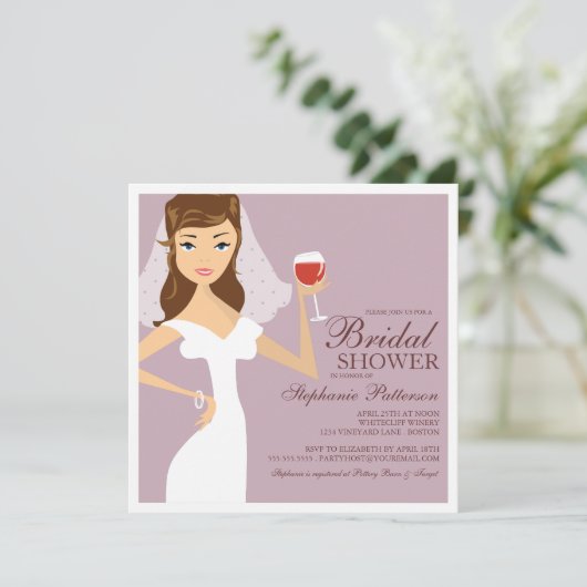 Modern Bride Wine Theme Bridal Shower Kaart (Staand voorkant)