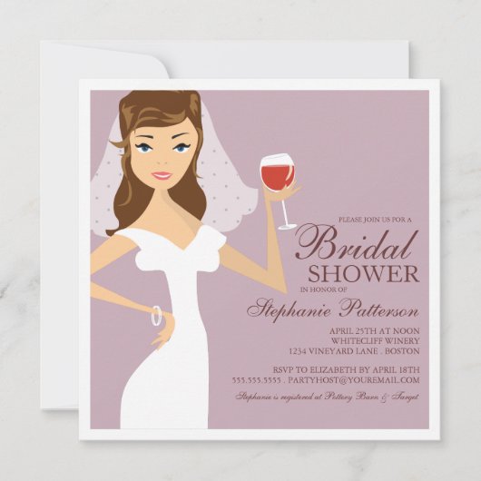 Modern Bride Wine Theme Bridal Shower Kaart (Voorkant)