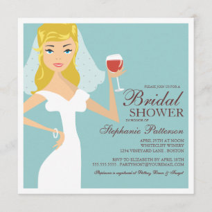 Modern Bride Wine Theme Bridal Shower Kaart