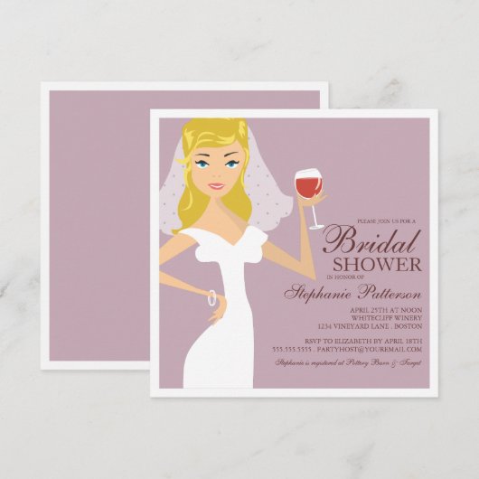 Modern Bride Wine Theme Bridal Shower Kaart (Voorkant / Achterkant)