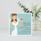 Modern Bride Wine Theme Bridal Shower Kaart (Staand voorkant)