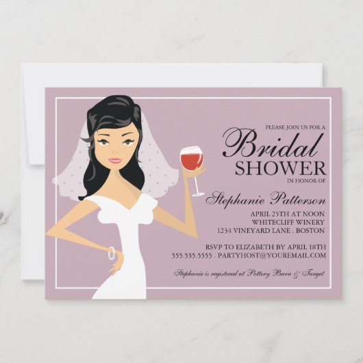 Modern Bride Wine Theme Bridal Shower Kaart (Voorkant)