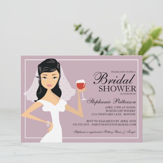 Modern Bride Wine Theme Bridal Shower Kaart (Staand voorkant)