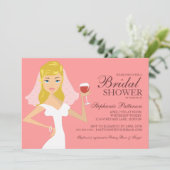 Modern Bride Wine Theme Bridal Shower Kaart (Staand voorkant)