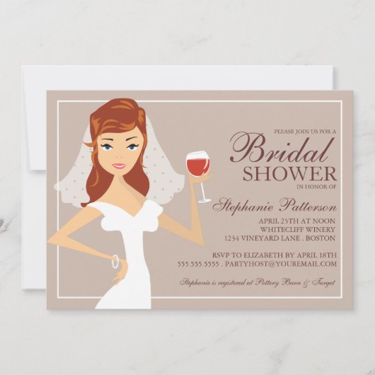 Modern Bride Wine Theme Bridal Shower Kaart (Voorkant)