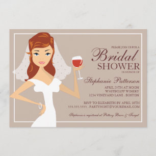 Modern Bride Wine Theme Bridal Shower Kaart