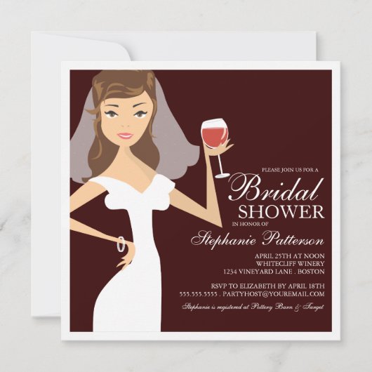 Modern Bride Wine Theme Bridal Shower Kaart (Voorkant)
