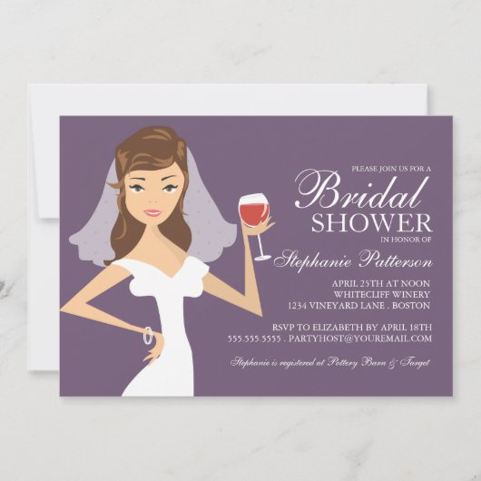 Modern Bride Wine Theme Bridal Shower Kaart (Voorkant)